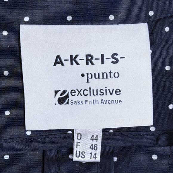Akris Punto Navy & White Polka Dot Cotton Blazer 46 EU 14 US - Picture 4 of 10
